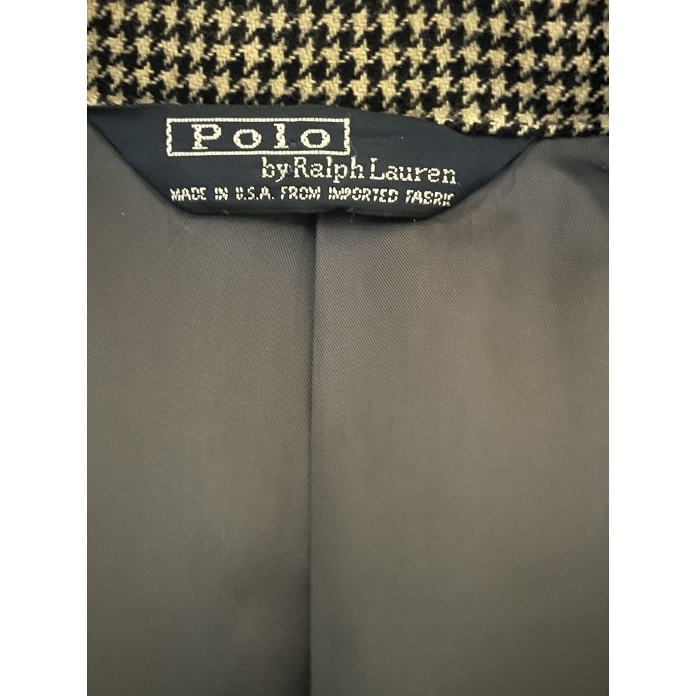 Vtg Polo Ralph Lauren Blazer Mens 44 Beige Black Houndstooth Sport Coat 80s - Picture 2 of 8